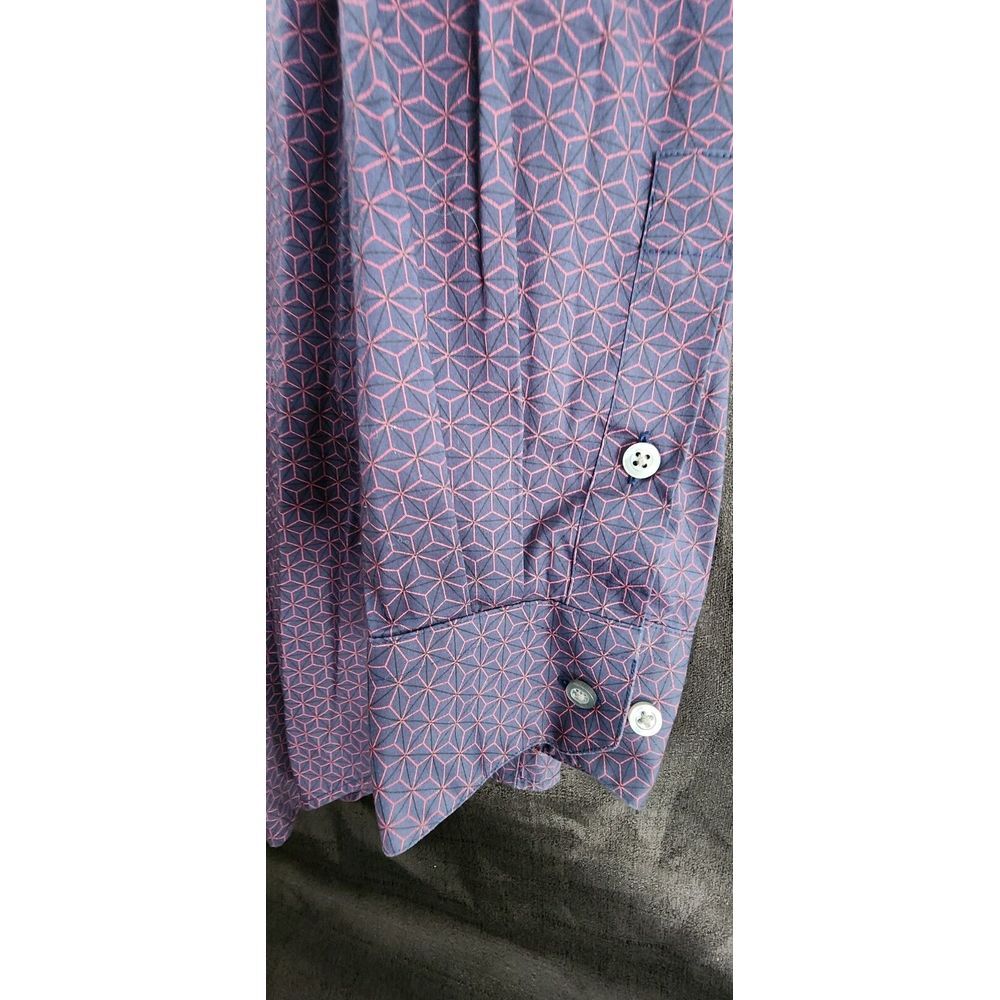 Alfani Mens Blue Red Collared Long Sleeve Slim Fit Button Up Shirt Size Large - Picture 3 of 7